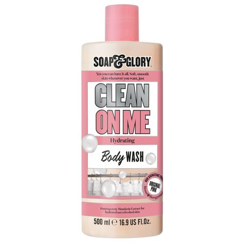 Soap & Glory Original Pink Clean On Me Body Wash - Hydrating Shower Soap & Skin Cleanser with Built In Body Lotion for Hydration - Bergamot & Rose Scented Moisturizing Body Wash (500ml)