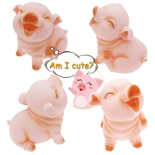 H&W Cute Pig Coin Money Bank, Shatterproof Piggy Bank, Creative Money Bank, Can Store 1000 Coins, Best Bitrthday Gift, Squint Piggy (WK7-D2)