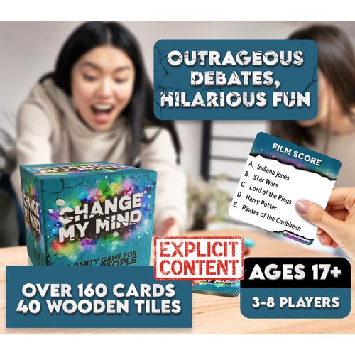 Change My Mind - Outrageous Debate & Rank Adult Party Game - Hilarious Adult Game Night, Fun Party Games for Adults - Adult Group Game Night & Parties - Ages 17+, 3-8 Players