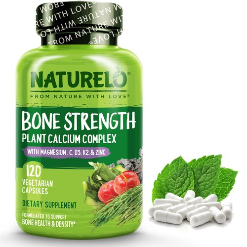 NATURELO Calcium Supplement - with Vitamin C, Vitamin D3, K2, and Calcium Magnesium Zinc for Bone...