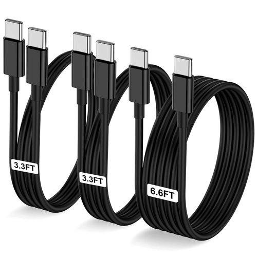 LOFPYE 3-Pack Black [3.3FT+3.3FT+6.6FT] 60W USB C to USB C Cable, Type C Fast Charging Cable for iPhone 16 15 Pro Plus Pro Max，for Galaxy S24 S23, for iPad Pro/Air, for MacBook Pro/Air and More