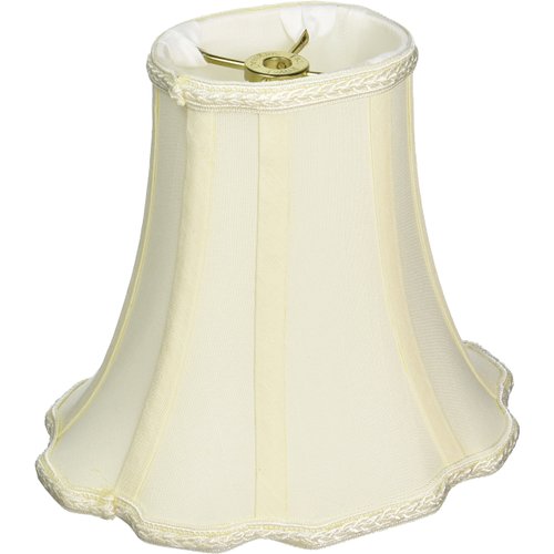 Royal Designs Scalloped Oval Bell Designer Lamp Shade, Eggshell, (4 x 3) x (8 x 6) x 7