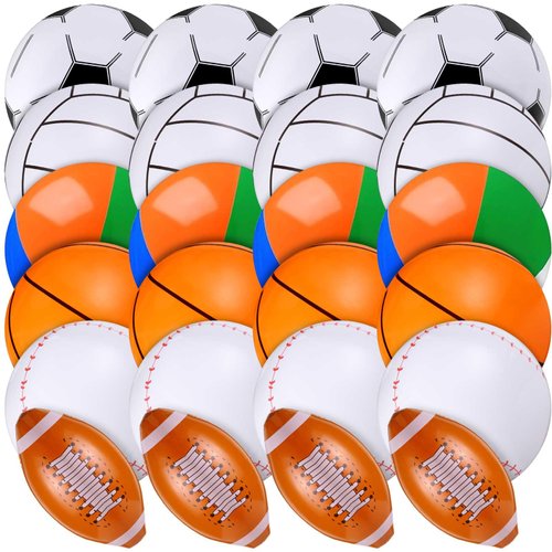Chivao 24 Pieces Inflatable Ball Soccer Ball Softball Volleyball Basketball Football 16 Inch Beach Balls Party Favors Summer Swimming Pool (Mix Ball)