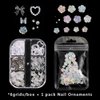 3D Multi Shapes Nail Charms, Aurora Rose Camellia Butterfly Acrylic Flower Clear Bow-Knot White Heart Flatback Pearls Nail Decoration Jewelry DIY Crafts Y2K Nail Art Accessories