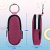 Portable Lip Balm Organizer Case with Keychain, Travel Chapstick Holder Storage Bag, Waterproof Small Cosmetic Organizer, Anti-Lost Lipstick Lip Gloss Sleeve Pouch Keeper Case (Rose Red, Small)