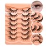 MayIFindYou Cat Eye Lashes Natural Look,Fox False Eyelashes Gorgeous Wispy Faux Mink Lashes 7 Pairs Pack(Black Cat BC2, 7 Pairs Pack)