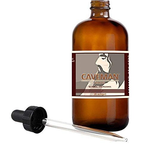 Caveman Virgin Sandalwood Beard Oil, Leave in Conditioner, 2oz, Sandalwood, Glass Bottle with Dropper