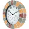 Lily's Home Hanging Wall Clock, Includes a Thermometer and Hygrometer and is Ideal for Indoor and Outdoor Use, Faux-Stone (10 Inches)
