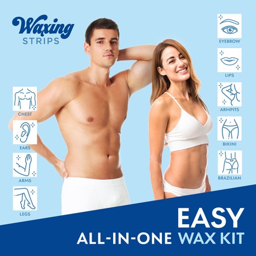 Body Wax Strips Hair Removal for Women 40 Count: Shave Waxing Strips Dual Sides & 4 Calming Oil Wipes - Face, Legs, Arms, Bikini, Chest, Hypoallergenic Brazilian Waxing Kit At Home for All Skin Types