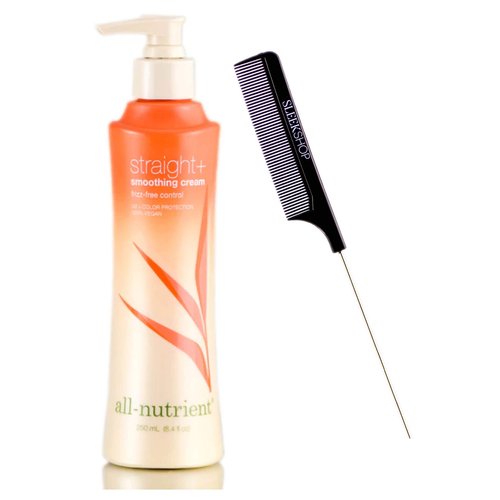 All Nutrient Straight + Smoothing Cream, Frizz-Free Hair Control Creme (w/Sleek Comb) UV+ Color Protection, 100% Vegan (8.4 oz / 250 ml)