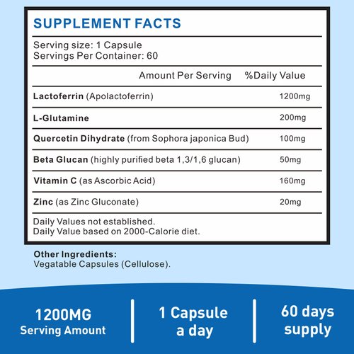 Uarcool Lactoferrin Supplement 1200mg for Healthy Immune Support-Gluten-Free, Vegetarian - 60 Softgels