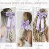 NAISKA Purple Hair Bow Clips for Women Silky Satin Bows Hair Clip Bowknot Hair Ribbons with Long Tail French Style Hair Barrettes Alligator Pins Hair Accessories for Teen Girls(2PCS)