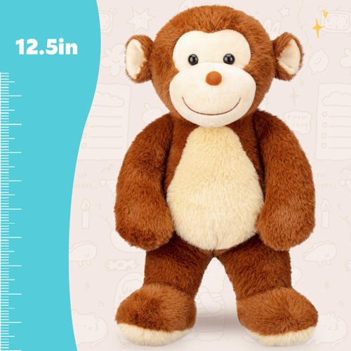 IKASA Monkey Stuffed Animals Plush Toys,12.5" Cute Plushie Soft Cuddly Plushy Fluffy Toy,Gifts for Family Kids Children Girls Boys