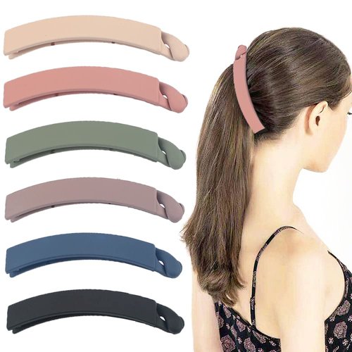 Banana Clips Hair, Ahoney 6 Pack Banana Hair Clips for Thin Hair Women Non Slip Banana Clip Strong Hold Ponytail Clip Fine Hair Accessories for Women (Morandi)