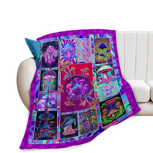 Colorful Mushroom Blanket Mushroom Fleece Throw Blanket Fuzzy Plush Super Soft Cozy Warm Mushroom Stuffed Animal Decor Bedding Throws Blankets Gifts for Boys Girls Kids Adults Men Women 40"x50"