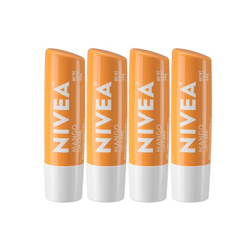 NIVEA Mango Lip Care, 0.17 oz, Pack of 4