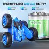CoziBB Remote Control Car, RC Cars with Strip Lights and Headlight, 2 Hours Long Battery Life, 4WD Double-Sided 360° Flips Rotating Stunt RC Car Toys, Birthday Gift for Boys Girls (Blue)