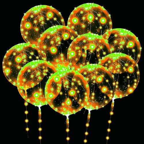 10 PACKS LED Bobo Balloons, Clear Light Up Balloons,Helium Glow Bubble Balloons with String Lights for Party Birthday Wedding Quinceanera Decorations (Warm White)