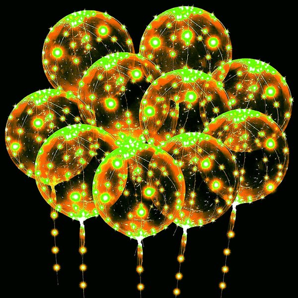 10 PACKS LED Bobo Balloons, Clear Light Up Balloons,Helium Glow Bubble Balloons with String Lights for Party Birthday Wedding Quinceanera Decorations (Warm White)