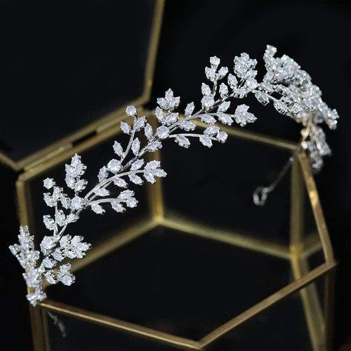 Jorsnovs Fashion Bridal Headpieces for Wedding Bride Hair Accessories Cubic Zirconia Headbands fo...