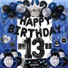 13th Birthday Decorations for Boys, 73PCS Blue Black Happy 13th Birthday Decorations Boy Girls 13 Year Old Birthday Balloons Banner, Tablecloth, Fringe Curtains Hanging Swirls Bday Party for Teenager