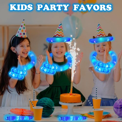 12 PCS Blue Glow Sticks Party Favors for Kids, Christmas Light Up Pop Tubes Party Favors for Toddlers, Party Goodie Bag Stocking Stuffer Fillers, Birthday Party Treats Prizes Toy Gifts for Boys Girl