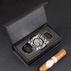 KEENSUN - Zinc Alloy Cigar Cutter Guillotine Stainless Steel Double Blade, Portable Cigar Cutter Tool with Crack Texture Shell (Black) and Gift Box
