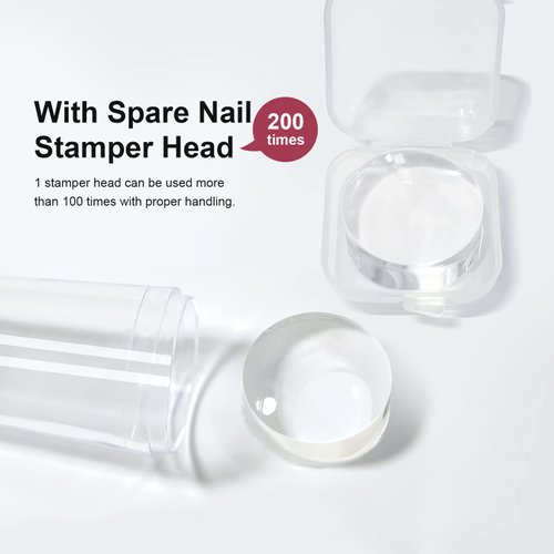 SAGEBIO Nail Art Stamper Clear Silicone Nails Stamping Jelly with Scraper Transparent Visible Body DIY Manicure Nail Art Tool A