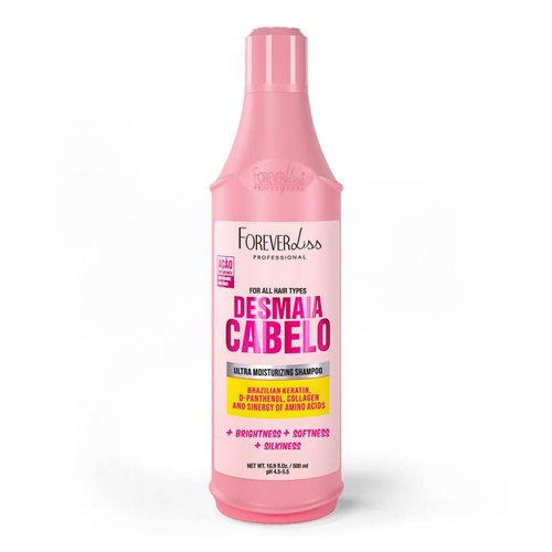 Forever Liss | Desmaia Cabelo Shampoo with Keratin Brazilian and D'Panthenol | Moisturizing Cleansing, Frizz and volume reduction | Smooth effect, Soft and Shiny Hair | 16.9 Fl.Oz (500ml)