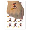 Young Witch Surfing on Broomstick Halloween Temporary Tattoo Water Resistant Fake Body Art Set Collection - 15 2" Tattoos (1 Sheet)