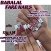 BABALAL Long Square Press on Nails White French Tip Press on Nails Luxury Rhinestone Bow Charm Design Acrylic Nails 24Pcs Bling False Nails