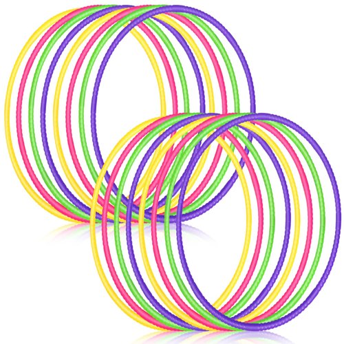 Sratte 8 Pcs Color Hoop Detachable Adjustable Hoop Exercise Ring Plastic Toys for Teens Games Gymnastics Dog Agility Equipment Party Decor, 4 Colors (Classic Colors,28 Inch)