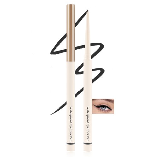 Black Matte Eyeliner Gel Pencil, Waterline Eyeliner Waterproof Smudge Proof, Ultra-Fine Tip, Cream Smooth Texture, Quick-Drying Long-Lasting, High Pigmented Eye Liner Pen Makeup, Delineador De Ojos-01