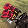Craftsman Golf Fairway Wood Headcover Embroidery Bomb, Red and Black PU Leather Golf Head Covers for Fairway Wood (Wood Cover F)
