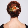 Wedding Flower Hair Comb Boho Wedding Orange Bridal Headpieces Hairpins Bride Hair Combs Floral Slide Hair Clips Hair Accessories for Women and Girls(Orange)
