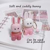 Bekoeen 3Psc Rabbit Key chain Jelly Lip Glaze,Moisturising Crystal Keychain 2 in 1Lip Glow Gel,Sparkling Lipgloss Liquid Lipstick Set, Hydrating Sweet Lip Gloss Set