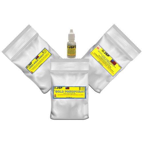 JSP Aqua regia Gold Refining Supply kit, 3X 1/2lb Bags +Stannous Chloride with Instructions.
