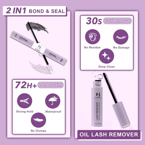 JoMay DIY Lash Extension Kit 100D Volume Lash Clusters,280 pcs diy eyelash extensions with Lash Bond and Seal, Lash Remover for Individual Eyelashes Beginners