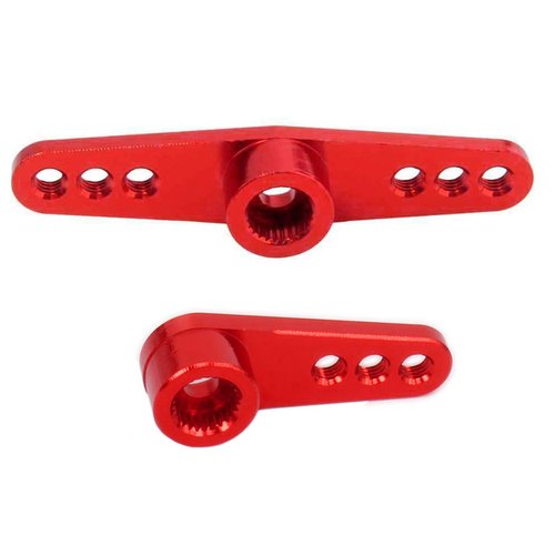 2Pack ShareGoo 25T Metal Servo Horn M3 Threads Steering Servo Arm Server Rocker Compatible with Futaba Savox Power HD HSP MG995 MG996 Servos Motor 1/8 1/10 RC Car Truck,Red