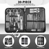 Manicure Set，30 in 1 Mens Manicure Set Professional，Nail Clipper Set for Men，Mens Nail Grooming Kit，Andrea Nail Manicure Kit for Women，Nail Care Kit for Women，with Luxury Leather Bag（Stainless Steel）