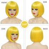 YBYMCAI Yellow Bob Wig With Bangs Short Yellow Bob Wigs For Women Straight Bob Bangs Wig 10 Inch Natural Looking For Daily Party Use