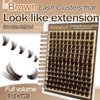 FOINEMYED Brown Lash Clusters 10-20mm Fluffy Cluster Eyelashes Brown False Eyelashes Individual Lashes Volume Eyelash Extension 154pcs Cluster Lashes DIY Lash Extension at Home