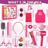 G.C Girls Hair Salon Toys Kids Pretend Play Hair Styling Kit with Realistic Blow Dryer Straightener Stylist Apron Scissors Accessories Beauty Makeup Set Birthday Gifts for Toddler Girls 3 4 5 6+
