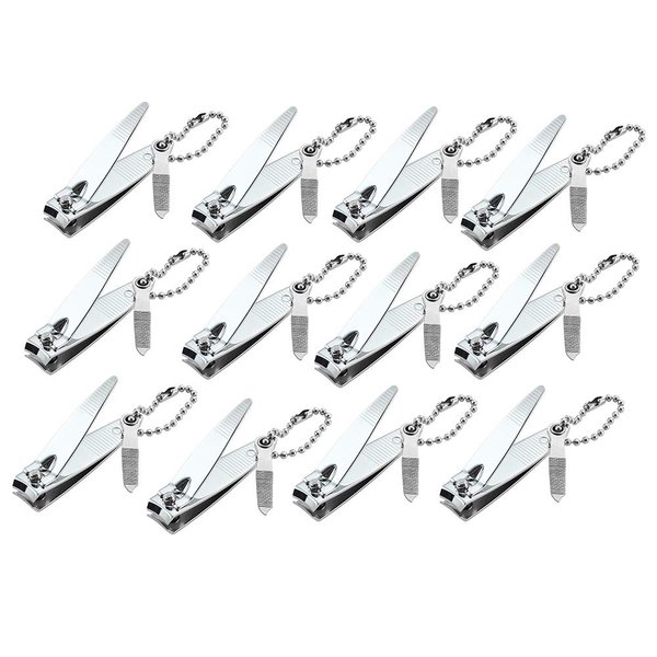 12 Pcs Nail Clippers for Fingernails by YWQ - Swing Out Nail Cleaner/File - Popular Gifts for Men & Women - Best Sharp Stainless Steel Clipper - Wide Easy Press Lever
