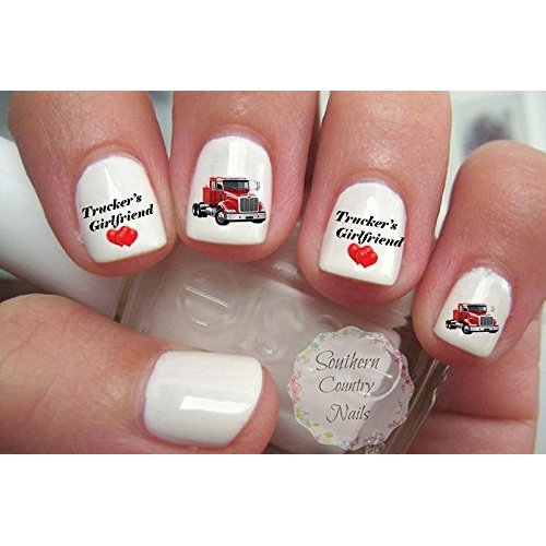 Trucker's Girlfriend Semi Truck Red Nail Art Decals