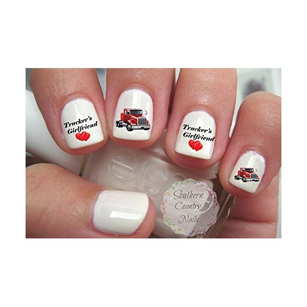 Trucker's Girlfriend Semi Truck Red Nail Art Decals