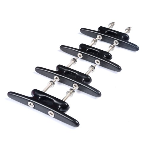 Mxeol Black Boat Cleat 4 inch Dock Cleats Rope Tie Down Nylon for Kayak Marine Pier nautical Décor Include Installation Fasteners 4 Packs
