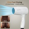 Travel Compact Hair Dryer, 1875W Lightweight Blow Dryer with Detachable Handle,1 Nozzle, 2 Heat Settings, 2 Speed Slide Switch, Cool Shot Button, Fast Drying for Family, Student (White)