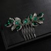 JWICOS Bridal Green Crystal Hair Comb Wedding Headpiece Prom Party Festival Hair Accessories for Women and Girls