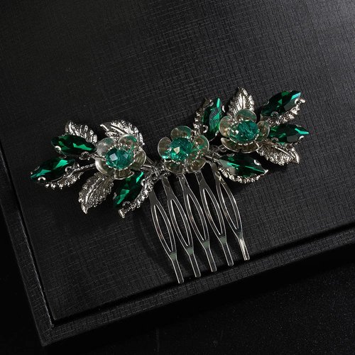 JWICOS Bridal Green Crystal Hair Comb Wedding Headpiece Prom Party Festival Hair Accessories for Women and Girls